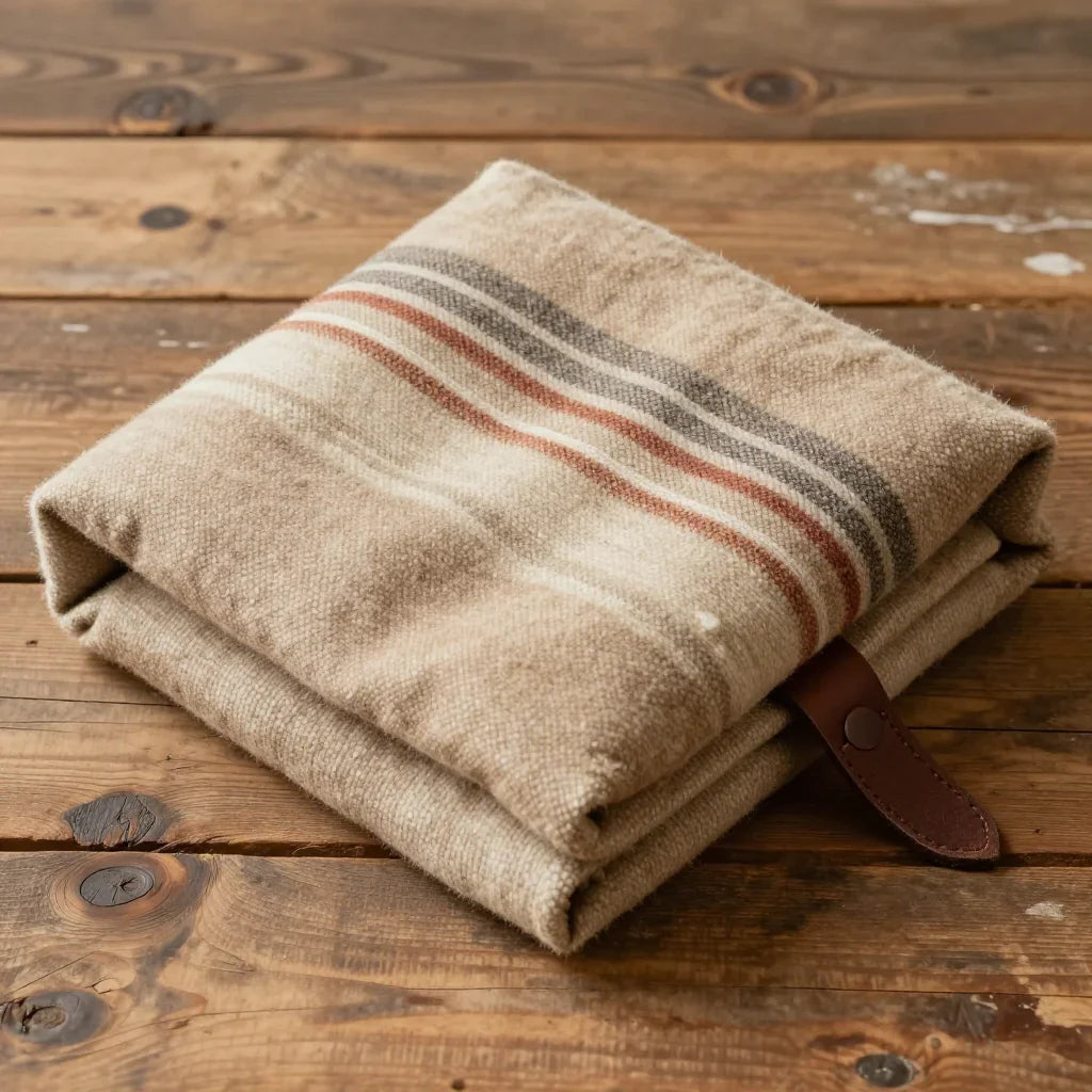 Pulu Travel Blanket by ALPORA, a traditional pulu travel blanket in warm natural wool tones, the dense weave that has protected tibetan nomads on highland journeys for centuries